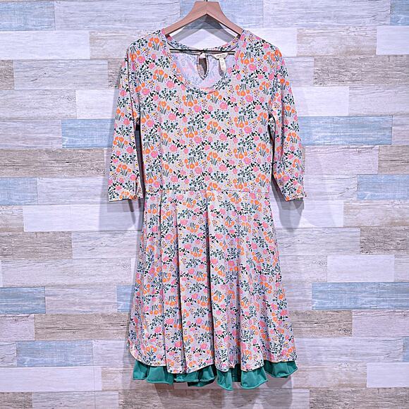 MATILDA JANE x JOANNA GAINES Floral Fit & Flare Dress Jersey Knit Womens Large - Picture 1 of 5